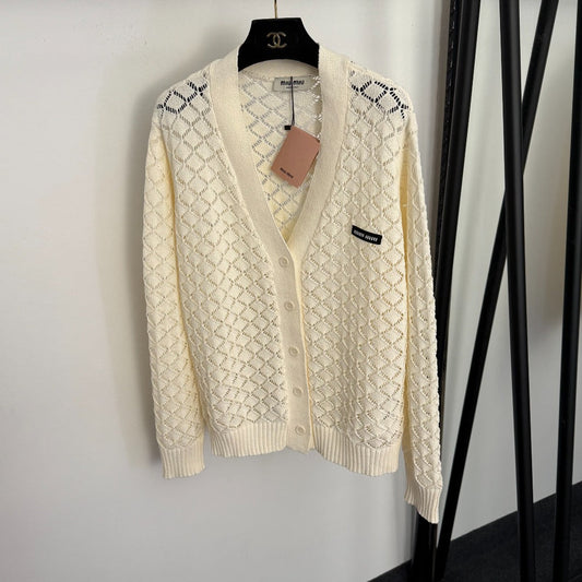 MIUMIU 26S V-NECK WOOL CARDIGAN 1015