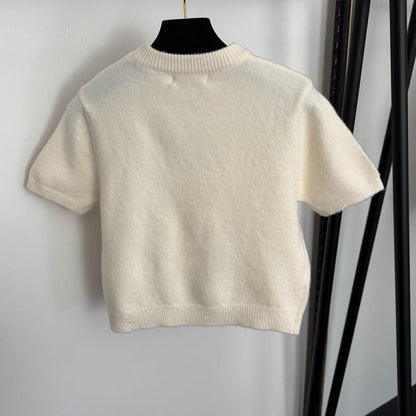 MIUMIU 26S SHORT SLEEVE KNIT TOP 1007