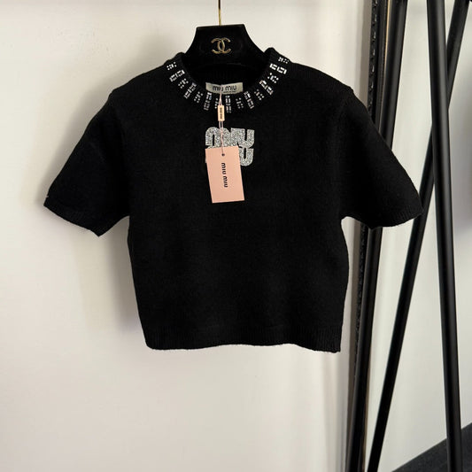 MIUMIU 26S SHORT SLEEVE KNIT TOP 1006