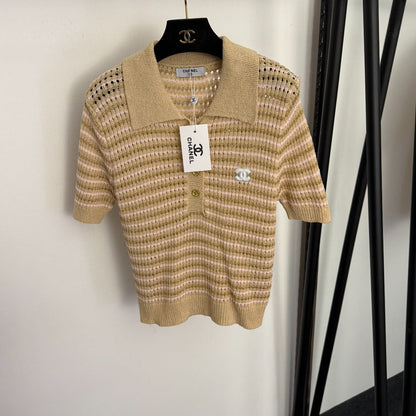 CHANEL 26S SHORT-SLEEVE KNIT POLO SHIRT 1004