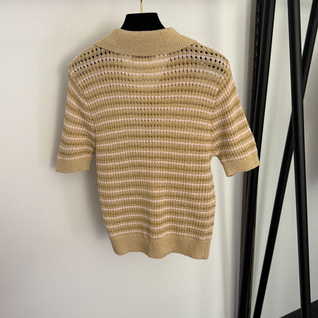 CHANEL 26S SHORT-SLEEVE KNIT POLO SHIRT 1004