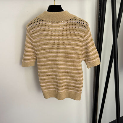 CHANEL 26S SHORT-SLEEVE KNIT POLO SHIRT 1004