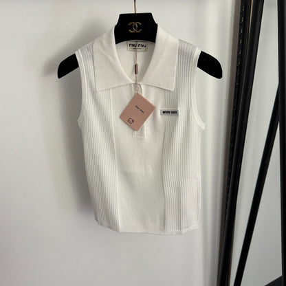 MIUMIU 26S SLEEVELESS POLO SHIRT 999
