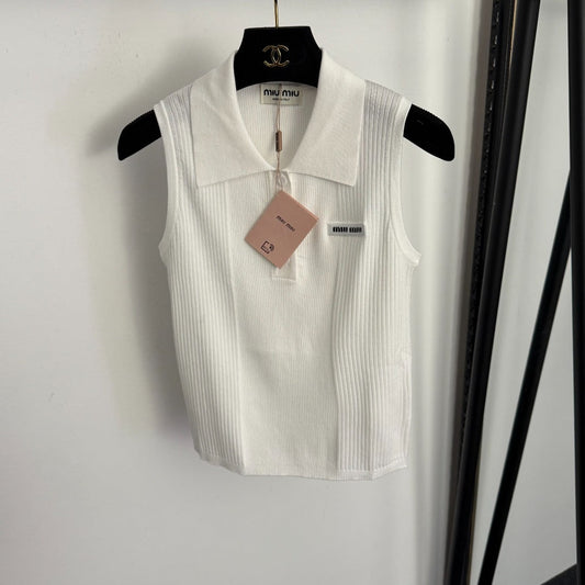 MIUMIU 26S SLEEVELESS POLO SHIRT 999