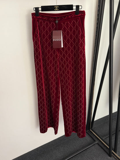GUCCI 26S EMBELLISHED VELVET PANTS 97