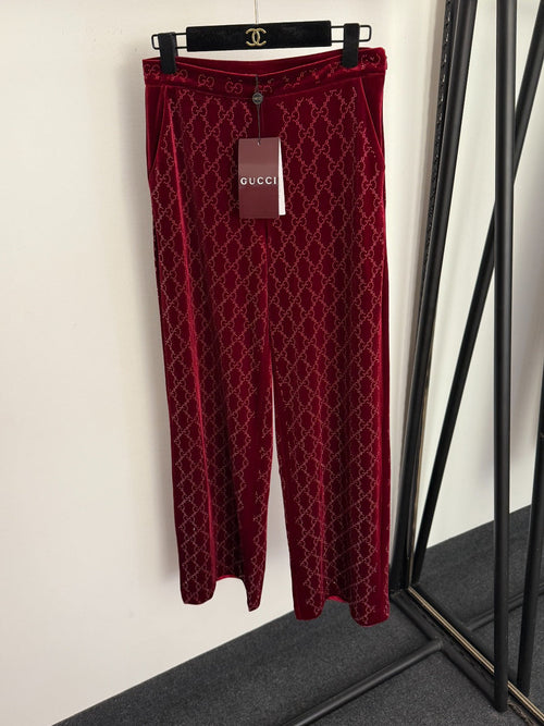 GUCCI 26S EMBELLISHED VELVET PANTS 97