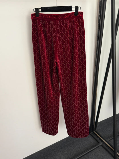 GUCCI 26S EMBELLISHED VELVET PANTS 97