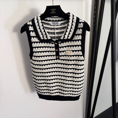 CELINE 26S LACE COLLAR KNIT VEST 134