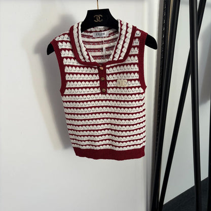 CELINE 26S LACE COLLAR KNIT VEST 135