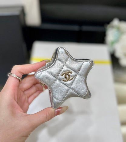 25S CHANEL STAR SILVER 23 IN METALLIC SILVER CALFSKIN