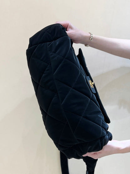 CHANEL HOBO 44 IN COCONEIGE BLACK NYLON VELVET GOLD HARDWARE