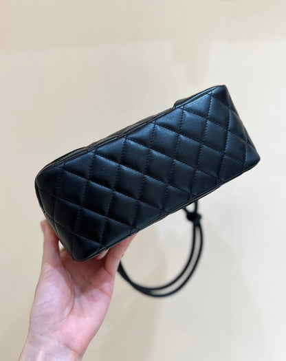 25S CHANEL CAMBON BOSTON BAG 21 IN BLACK CALFSKIN SILVER HARDWARE