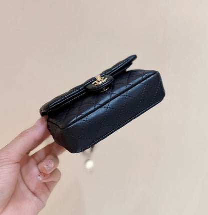 25S CHANEL MINI CF BAG 12 IN BLACK LAMBSKIN HEART MODEL