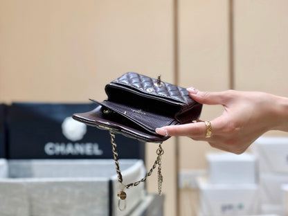 25S CHANEL MINI CF BAG 12 IN DARK BROWN LAMBSKIN HEART MODEL