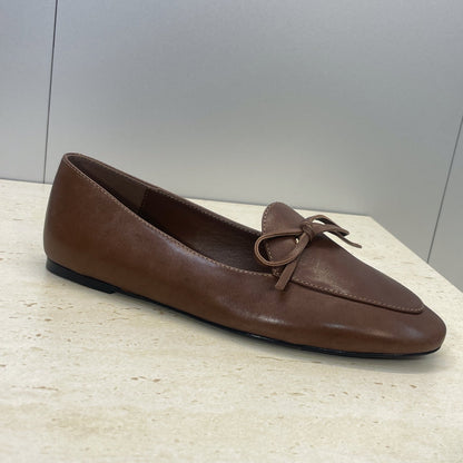 CELINE 26S BALLET FLATS IN DARK BROWN LAMBSKIN WITH BOW