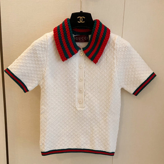 GUCCI SHORT-SLEEVE KNIT POLO SHIRT STYLE 113
