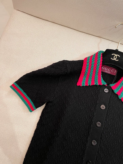 GUCCI SHORT-SLEEVE KNIT POLO SHIRT STYLE 112