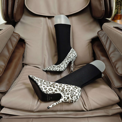 BALENCIAGA 25S POINTED-TOE HIGH HEELS 90 MM IN BLACK FABRIC AND LEOPARD PRINT CALFSKIN STYLE 3