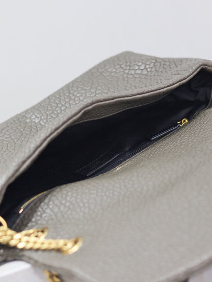 YSL 25S CALYPSO BAG 38 IN ARMY GREEN GRAINED LAMBSKIN GOLD HARDWARE
