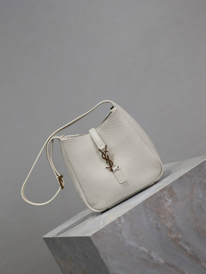 YSL 25S LE 5 À 7 BAG 16 IN BLANC VINTAGE GRAINED CALFSKIN GOLD HARDWARE
