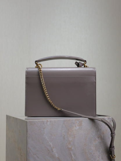 YSL 25S SUNSET MM 25 IN GRAYISH PURPLE CALFSKIN GOLD HARDWARE
