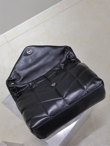 YSL 25S LOULOU PUFFER GM 35 IN BLACK CALFSKIN BLACK HARDWARE