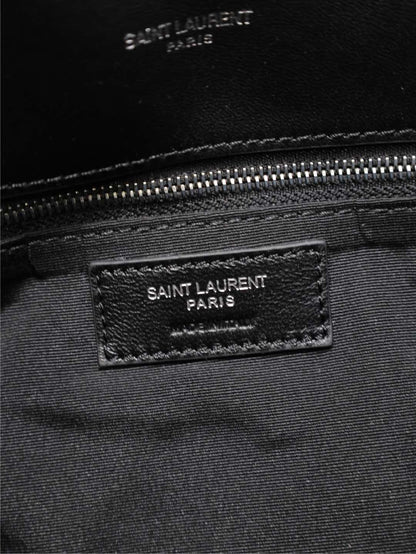 YSL 25S LOULOU PUFFER GM 35 IN BLACK CALFSKIN SILVER HARDWRE