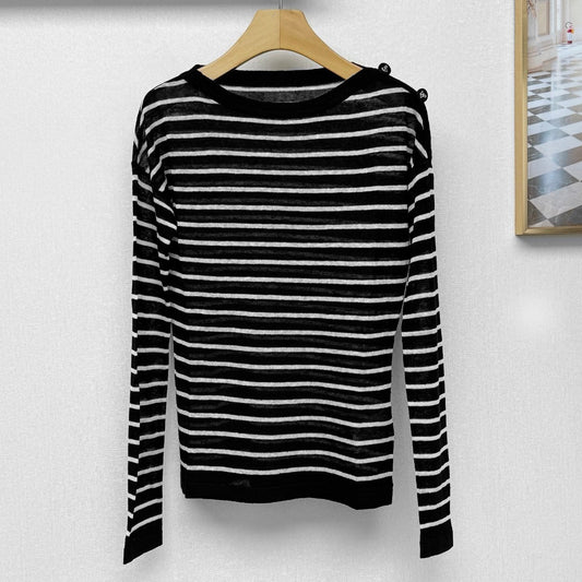 DIOR 25S OFF-SHOULDER STRIPED TOP 550