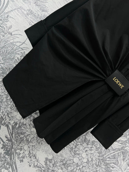 Loewe 25 Wrinkled Lace-up Shirt Black Cotton