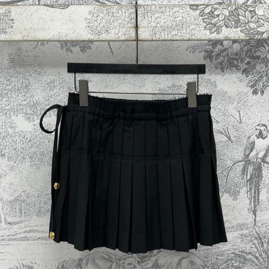 Loewe 25 Pleated Short Skirt Black Polyester Fiber