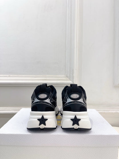 DIOR 26S SNEAKER IN BLACK CALFSKIN AND MESH FABRIC
