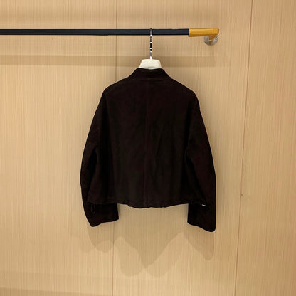 HERMES 25S CAMEL HAIR LEATHER JACKET 248