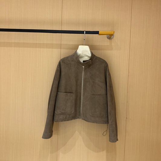 HERMES 25S CAMEL HAIR LEATHER JACKET 247