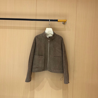 HERMES 25S CAMEL HAIR LEATHER JACKET 247