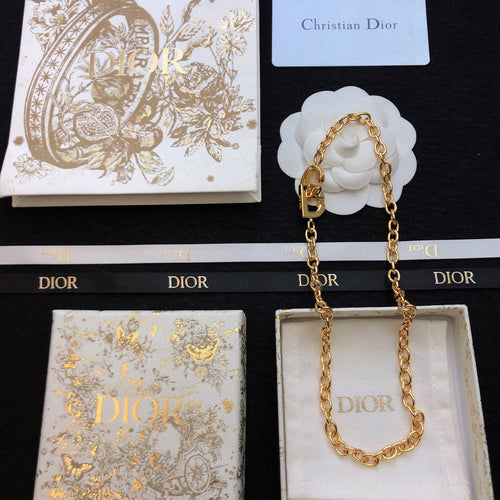 CD 26S CD LOGO CHUNKY CHAIN NECKLACE IN GOLD TONE METAL 631003