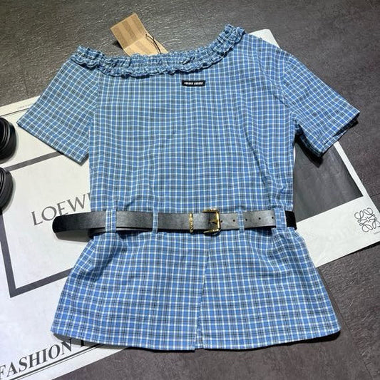 MIUMIU 26S THE SHOULDER TIE WAIST TOP 935