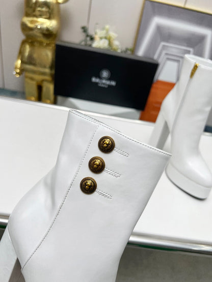 BALMAIN 26S BOOTS 135 MM IN WHITE CALFSKIN