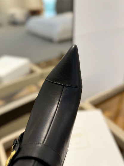 BALMAIN 26S STILETTO HEEL BOOTS 95 MM IN BLACK CALFSKIN