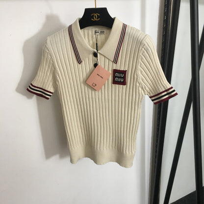 MIUMIU SHORT-SLEEVE KNIT TOP STYLE 294